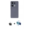 MARSİLYAN™- Redmi Note 13 4G Kılıf Ahenk Serisi - Siyah 3D Antistatik Cam Ekran Koruyucu + Şeffaf Kamera Lens Koruma Cam