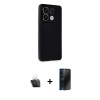 MARSİLYAN™- Redmi Note 13 4G Kılıf Atlas Minimal Prime - Siyah 3D Antistatik Hayalet Cam Ekran Koruyucu + Kamera Lens Koruma Cam - SF