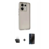 MARSİLYAN™- Redmi Note 13 4G Kılıf Atlas Minimal Prime - Siyah 3D Antistatik Hayalet Cam Ekran Koruyucu + Kamera Lens Koruma Cam - SF