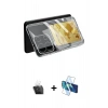 MARSİLYAN™- Redmi Note 13 4G Kılıf Doruk Klasik Koleksiyonu - Siyah 3D Antistatik Cam Ekran Koruyucu + Kamera Lens Koruma Cam - SF