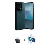 MARSİLYAN™- Redmi Note 13 4G Kılıf Kıvılcım Işık Serisi - Siyah 3D Antistatik Cam Ekran Koruyucu + Kamera Lens Koruma Cam - SF
