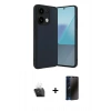 MARSİLYAN™- Redmi Note 13 4G Kılıf Kıvılcım Işık Serisi - Siyah 3D Antistatik Hayalet Cam Ekran Koruyucu + Kamera Lens Koruma Cam - SF