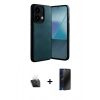 MARSİLYAN™- Redmi Note 13 4G Kılıf Kıvılcım Işık Serisi - Siyah 3D Antistatik Hayalet Cam Ekran Koruyucu + Kamera Lens Koruma Cam - SF