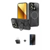 MARSİLYAN™- Redmi Note 13 4G Kılıf Kıvılcım Modern Serisi - Siyah 3D Antistatik Hayalet Cam Ekran Koruyucu + Kamera Lens Koruma Cam - SF