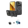 MARSİLYAN™- Redmi Note 13 4G Kılıf Kıvılcım Modern Serisi - Siyah 3D Antistatik Seramik Nano Ekran Koruyucu + Kamera Lens Koruma Cam - SF
