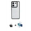 MARSİLYAN™- Redmi Note 13 4G Kılıf Nova Işık Serisi - Siyah 3D Antistatik Cam Ekran Koruyucu + Kamera Lens Koruma Cam - SF