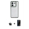 MARSİLYAN™- Redmi Note 13 4G Kılıf Nova Işık Serisi - Siyah 3D Antistatik Hayalet Cam Ekran Koruyucu + Kamera Lens Koruma Cam - SF