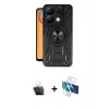 MARSİLYAN™- Redmi Note 13 4G Kılıf Nova Yansıma Prime - Siyah 3D Antistatik Cam Ekran Koruyucu + Kamera Lens Koruma Cam - SF