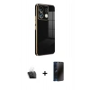 MARSİLYAN™- Redmi Note 13 4G Kılıf Yankı Serisi - Siyah 3D Antistatik Hayalet Cam Ekran Koruyucu + Kamera Lens Koruma Cam - SF