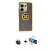 MARSİLYAN™- Redmi Note 13 4G Kılıf Yörünge Çizgi - Siyah 3D Antistatik Cam Ekran Koruyucu + Kamera Lens Koruma Cam - SF