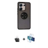 MARSİLYAN™- Redmi Note 13 4G Kılıf Yörünge Çizgi - Siyah 3D Antistatik Cam Ekran Koruyucu + Kamera Lens Koruma Cam - SF
