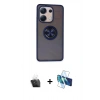 MARSİLYAN™- Redmi Note 13 4G Kılıf Yörünge Çizgi - Siyah 3D Antistatik Cam Ekran Koruyucu + Kamera Lens Koruma Cam - SF