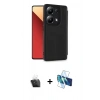 MARSİLYAN™- Redmi Note 13 4G Kılıf Zirve Yansıma Serisi - Siyah 3D Antistatik Cam Ekran Koruyucu + Kamera Lens Koruma Cam - SF