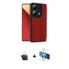 MARSİLYAN™- Redmi Note 13 4G Kılıf Zirve Yansıma Serisi - Siyah 3D Antistatik Cam Ekran Koruyucu + Kamera Lens Koruma Cam - SF