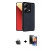 MARSİLYAN™- Redmi Note 13 4G Kılıf Zirve Yansıma Serisi - Siyah 3D Antistatik Mat Seramik Nano Ekran Koruyucu + Kamera Lens Koruma Cam - SF