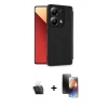MARSİLYAN™- Redmi Note 13 4G Kılıf Zirve Yansıma Serisi - Siyah 3D Antistatik Mat Seramik Nano Ekran Koruyucu + Kamera Lens Koruma Cam - SF