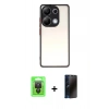 MARSİLYAN™- Redmi Note 13 Pro 4G Kılıf Ahenk Çizgi Serisi - Siyah 3D Antistatik Hayalet Cam Ekran Koruyucu + Raze Metal Kamera Lens - SH
