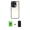 MARSİLYAN™- Redmi Note 13 Pro 4G Kılıf Ahenk Çizgi Serisi - Siyah 6D Antistatik Mat Seramik Hayalet Nano Ekran Koruyucu + Gümüş Raze Metal Kamera Lens