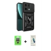 MARSİLYAN™- Redmi Note 13 Pro 4G Kılıf Ahenk Klasik - Şeffaf Pasifik Cam Ekran Koruyucu + Gümüş Raze Metal Kamera Lens