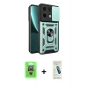 MARSİLYAN™- Redmi Note 13 Pro 4G Kılıf Ahenk Klasik - Şeffaf Pasifik Cam Ekran Koruyucu + Gümüş Raze Metal Kamera Lens