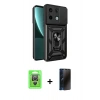 MARSİLYAN™- Redmi Note 13 Pro 4G Kılıf Ahenk Klasik - Siyah 3D Antistatik Hayalet Cam Ekran Koruyucu + Raze Metal Kamera Lens - GS