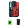 MARSİLYAN™- Redmi Note 13 Pro 4G Kılıf Ahenk Klasik - Siyah 3D Antistatik Hayalet Cam Ekran Koruyucu + Raze Metal Kamera Lens - SH