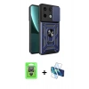 MARSİLYAN™- Redmi Note 13 Pro 4G Kılıf Ahenk Klasik - Siyah 3D Antistatik Seramik Nano Ekran Koruyucu + Raze Metal Kamera Lens - GS