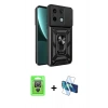 MARSİLYAN™- Redmi Note 13 Pro 4G Kılıf Ahenk Klasik - Siyah 3D Antistatik Seramik Nano Ekran Koruyucu + Raze Metal Kamera Lens - GS