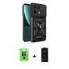 MARSİLYAN™- Redmi Note 13 Pro 4G Kılıf Ahenk Klasik - Siyah 6D Antistatik Mat Seramik Hayalet Nano Ekran Koruyucu + Gümüş Raze Metal Kamera Lens