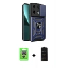 MARSİLYAN™- Redmi Note 13 Pro 4G Kılıf Ahenk Klasik - Siyah 6D Antistatik Mat Seramik Hayalet Nano Ekran Koruyucu + Gümüş Raze Metal Kamera Lens