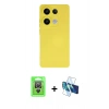 MARSİLYAN™- Redmi Note 13 Pro 4G Kılıf Ahenk Serisi - Siyah 3D Antistatik Cam Ekran Koruyucu + Raze Metal Kamera Lens - GS
