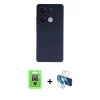 MARSİLYAN™- Redmi Note 13 Pro 4G Kılıf Ahenk Serisi - Siyah 3D Antistatik Cam Ekran Koruyucu + Raze Metal Kamera Lens - GS
