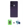 MARSİLYAN™- Redmi Note 13 Pro 4G Kılıf Ahenk Serisi - Siyah 3D Antistatik Cam Ekran Koruyucu + Raze Metal Kamera Lens - GS