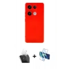 MARSİLYAN™- Redmi Note 13 Pro 4G Kılıf Ahenk Serisi - Siyah 3D Antistatik Cam Ekran Koruyucu + Kamera Lens Koruma Cam - SF