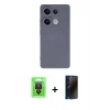 MARSİLYAN™- Redmi Note 13 Pro 4G Kılıf Ahenk Serisi - Siyah 3D Antistatik Hayalet Cam Ekran Koruyucu + Raze Metal Kamera Lens - SH