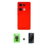 MARSİLYAN™- Redmi Note 13 Pro 4G Kılıf Ahenk Serisi - Siyah 3D Antistatik Hayalet Cam Ekran Koruyucu + Raze Metal Kamera Lens - SH