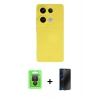 MARSİLYAN™- Redmi Note 13 Pro 4G Kılıf Ahenk Serisi - Siyah 3D Antistatik Hayalet Cam Ekran Koruyucu + Raze Metal Kamera Lens - SH