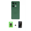 MARSİLYAN™- Redmi Note 13 Pro 4G Kılıf Ahenk Serisi - Siyah 3D Antistatik Hayalet Cam Ekran Koruyucu + Raze Metal Kamera Lens - SH