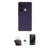 MARSİLYAN™- Redmi Note 13 Pro 4G Kılıf Ahenk Serisi - Siyah 3D Antistatik Hayalet Cam Ekran Koruyucu + Şeffaf Kamera Lens Koruma Cam