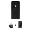MARSİLYAN™- Redmi Note 13 Pro 4G Kılıf Ahenk Serisi - Siyah 3D Antistatik Hayalet Cam Ekran Koruyucu + Şeffaf Kamera Lens Koruma Cam