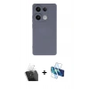 MARSİLYAN™- Redmi Note 13 Pro 4G Kılıf Ahenk Serisi - Siyah 3D Antistatik Seramik Nano Ekran Koruyucu + Kamera Lens Koruma Cam - SF