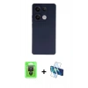 MARSİLYAN™- Redmi Note 13 Pro 4G Kılıf Ahenk Serisi - Siyah 3D Antistatik Seramik Nano Ekran Koruyucu + Raze Metal Kamera Lens - SH