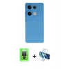 MARSİLYAN™- Redmi Note 13 Pro 4G Kılıf Ahenk Serisi - Siyah 3D Antistatik Seramik Nano Ekran Koruyucu + Raze Metal Kamera Lens - SH