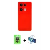 MARSİLYAN™- Redmi Note 13 Pro 4G Kılıf Ahenk Serisi - Siyah 3D Antistatik Seramik Nano Ekran Koruyucu + Raze Metal Kamera Lens - SH