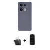 MARSİLYAN™- Redmi Note 13 Pro 4G Kılıf Ahenk Serisi - Siyah 6D Antistatik Mat Seramik Hayalet Nano Ekran Koruyucu + Kamera Lens Koruma Cam - SF
