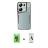 MARSİLYAN™- Redmi Note 13 Pro 4G Kılıf Akış Çizgi Koleksiyonu - Şeffaf Pasifik Cam Ekran Koruyucu + Raze Metal Kamera Lens - GS