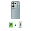 MARSİLYAN™- Redmi Note 13 Pro 4G Kılıf Akış Çizgi Koleksiyonu - Şeffaf Pasifik Cam Ekran Koruyucu + Raze Metal Kamera Lens - GS