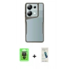 MARSİLYAN™- Redmi Note 13 Pro 4G Kılıf Akış Çizgi Koleksiyonu - Şeffaf Pasifik Cam Ekran Koruyucu + Raze Metal Kamera Lens - SH