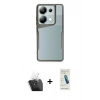 MARSİLYAN™- Redmi Note 13 Pro 4G Kılıf Akış Çizgi Koleksiyonu - Şeffaf Pasifik Cam Ekran Koruyucu + Şeffaf Kamera Lens Koruma Cam