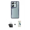 MARSİLYAN™- Redmi Note 13 Pro 4G Kılıf Akış Çizgi Koleksiyonu - Şeffaf Pasifik Cam Ekran Koruyucu + Şeffaf Kamera Lens Koruma Cam